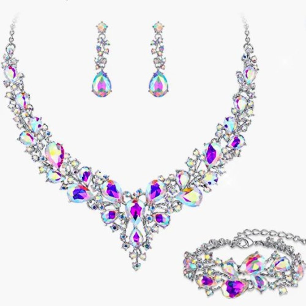 NEW Sparkling Bling Swarovski Crystal Rhinestone Wedding Necklace Set + … - Picture 11 of 16
